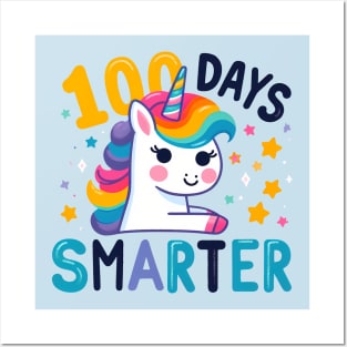 100 days smarter, cute playful unicorn Posters and Art